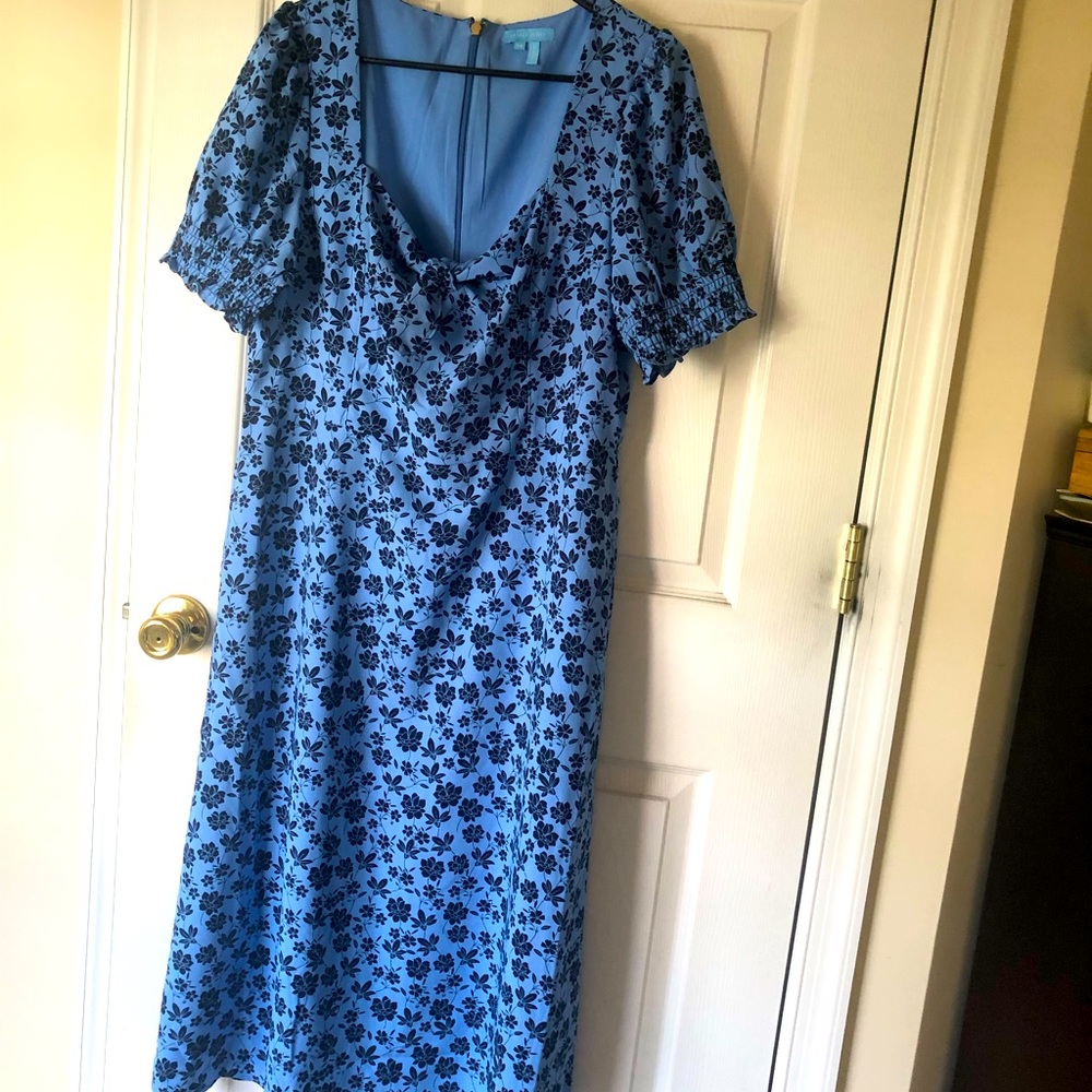 Draper James Blue Floral Dress; size 14; NWT